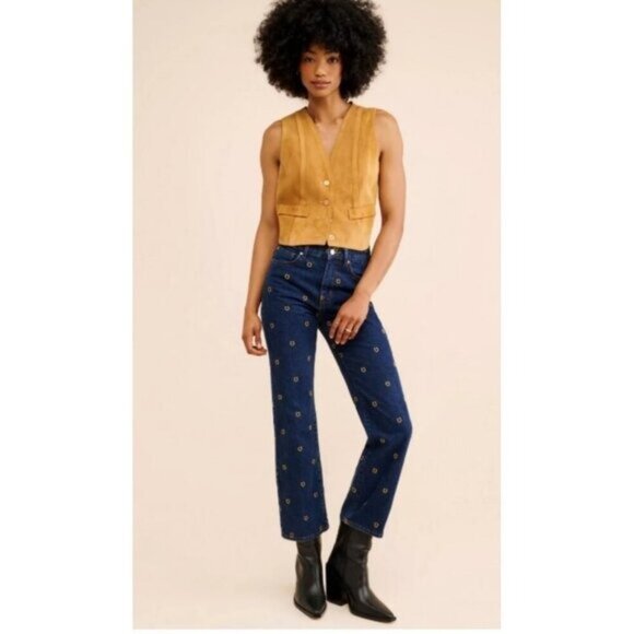 BDG Urban Outfitters Horseshoe Embroidered High-Waisted Denim Cowboy Jeans Sz 27 - Picture 1 of 14